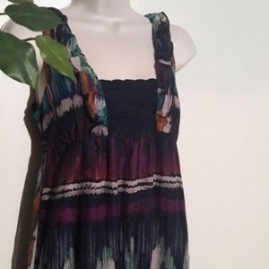 Boho Maxi Dress tiered S purple green